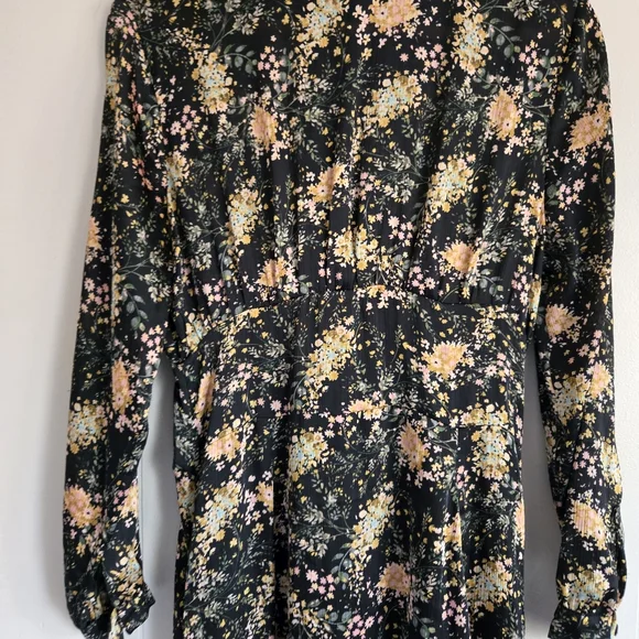 Zara Blogger FAV Floral Midi Dress high mock neck full A-line skirt curved hem S - Picture 5 of 12
